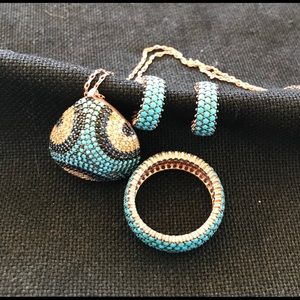 Jewelry set solid silver 925 and turquoise